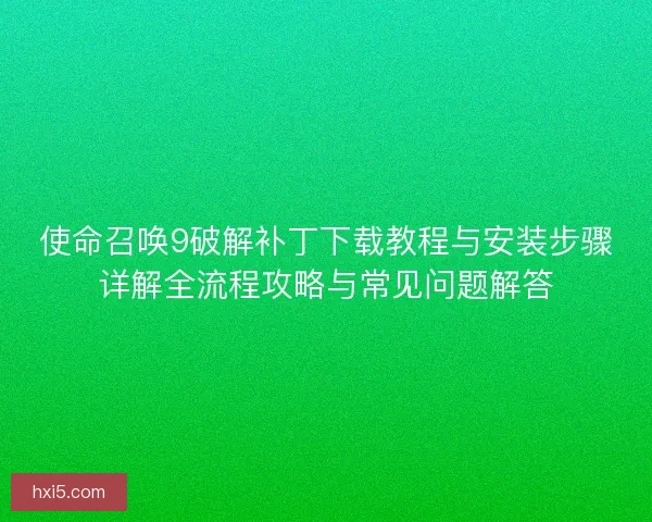 使命召唤9破解补丁下载教程与安装步骤详解全流程攻略与常见问题解答